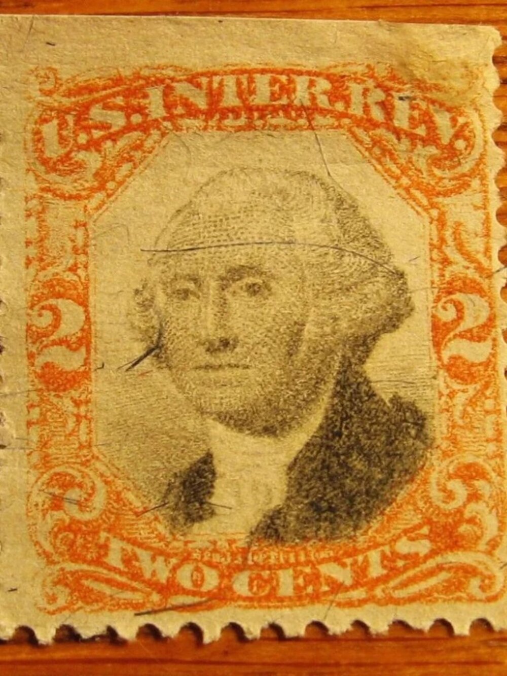 1875 Internal Revenue 2 cent George Washington Postage Stamp lite cancel